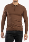 Sweter Męski Z Kołnierzem Elegancki Dopasowany Klasyczny Z Zamkiem Brązowy