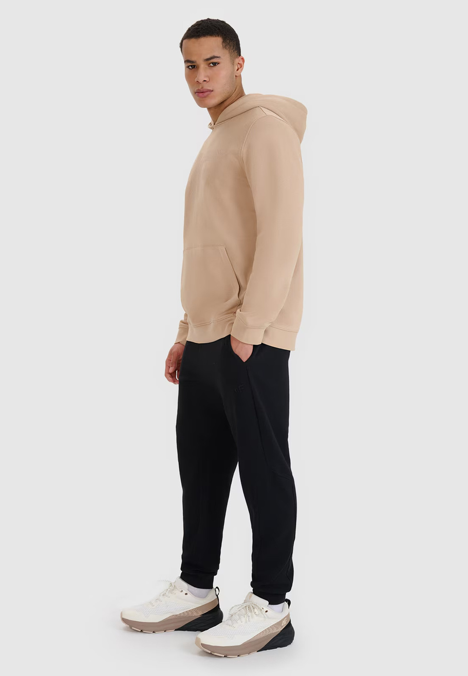 Bluza Dresowa Męska 4F Z Kapturem Beżowa 4FWSS25TSWSM1621
