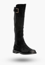 Buty Damskie Kozaki Na Płaskim Obcasie Na Zimę Czarne POTOCKI 23-12252BK