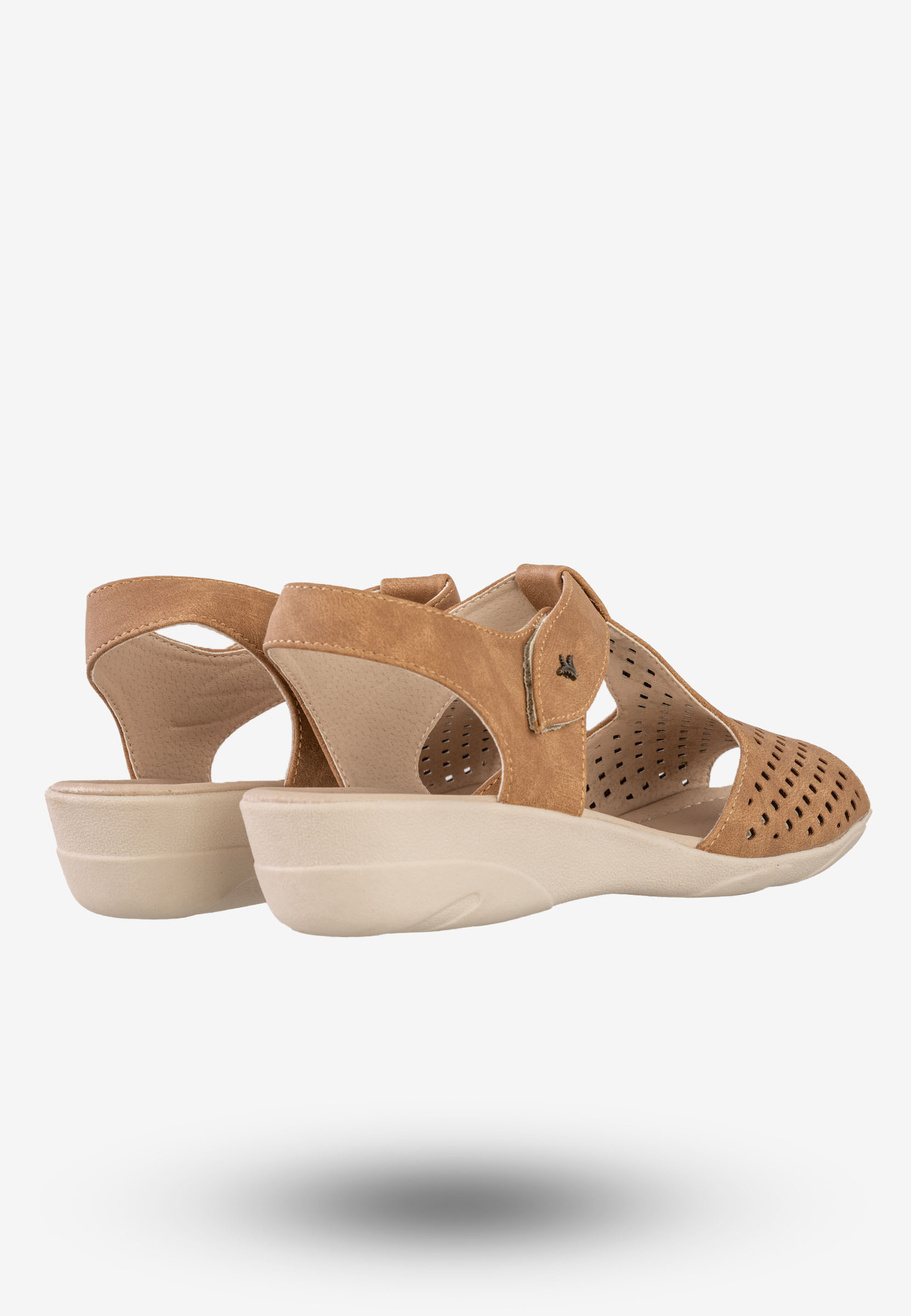Sandały Damskie Ekoskóra Buty Na Wiosnę Lato Aloeloe Camel AA244046