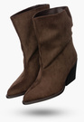 Botki Damskie Buty Na Zimę Eleganckie Stylowe Wsuwane Brązowe