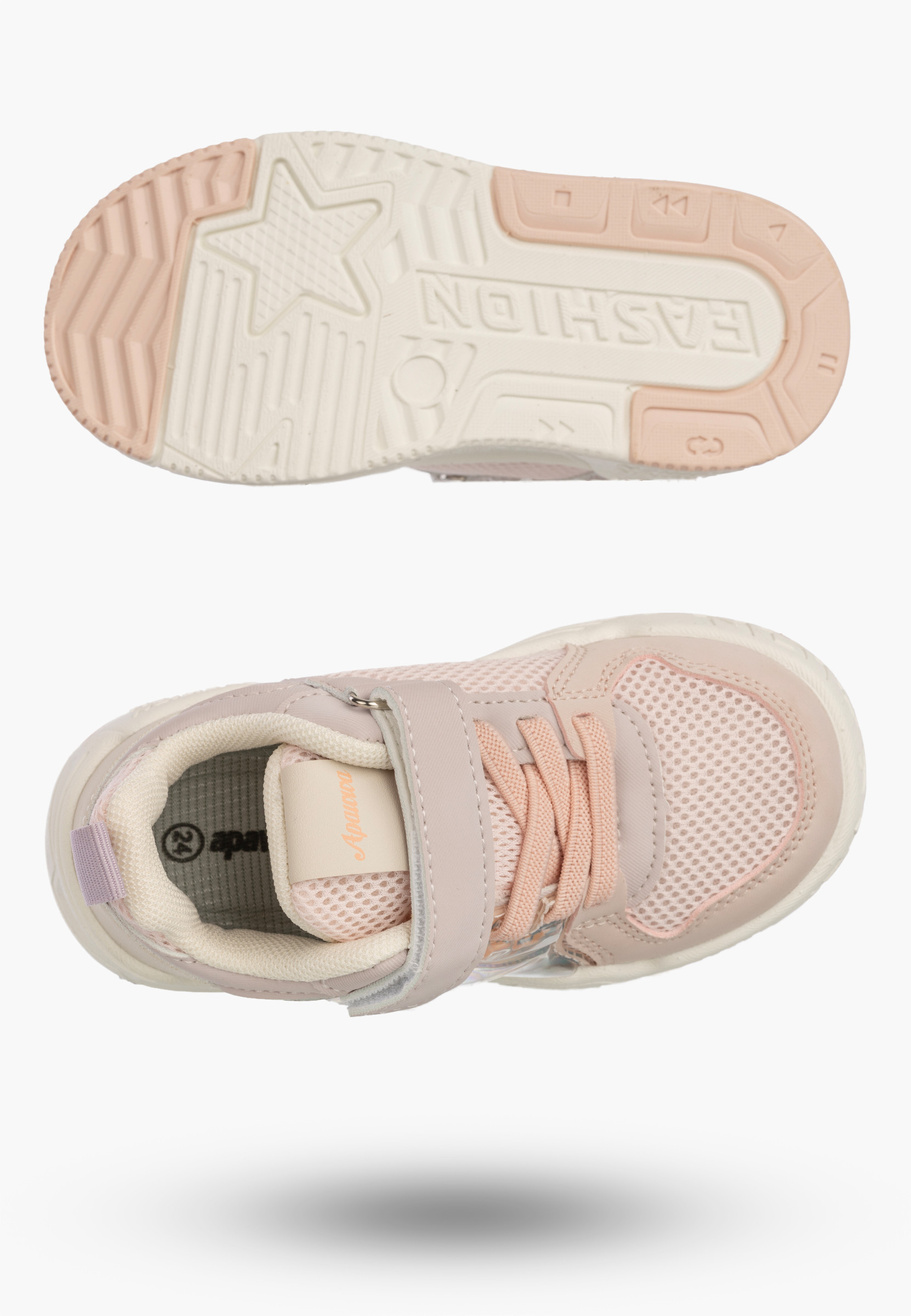 Sneakersy Dziecięce Buty Sportowe Na Rzepy Wygodne Lekkie Beżowe APAWWA Q925