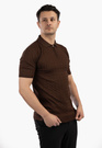 Koszulka Męska Polo Z Kołnierzykiem Rozpinana Dzianinowa Elegancka Brązowa