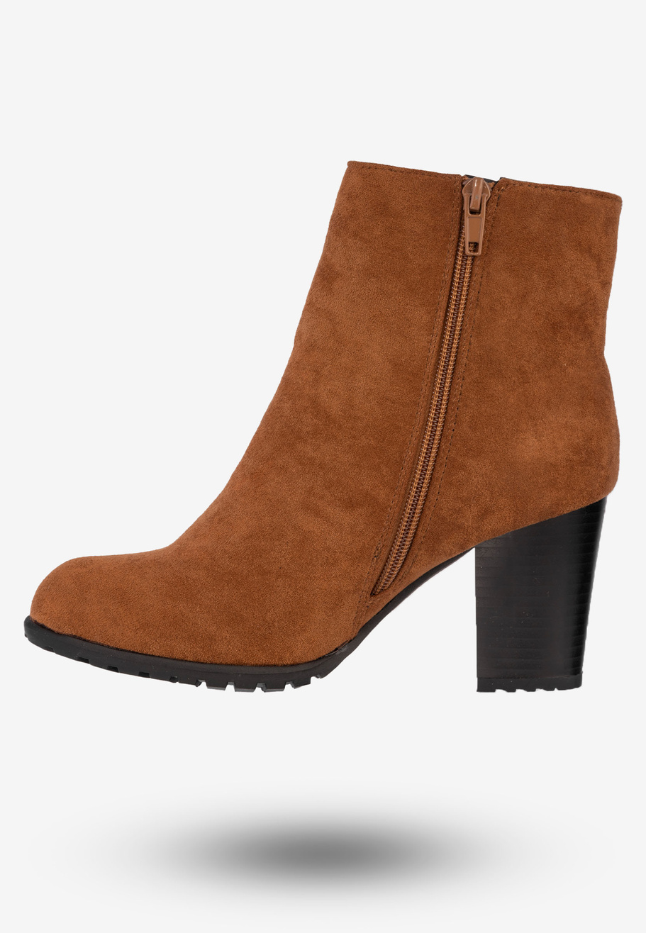 Botki Damskie Buty Na Zimę Ocieplane Na Słupku Goodin Camel GD-BM-117