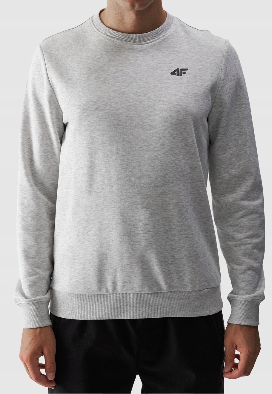 Bluza Męska 4F Szara bez kaptura Sportowa Nierozpinana BASIC 4FSS23TSWSM0705