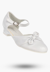 Buty Na Obcasie Dziewczęce Eleganckie Wizytowe Baleriny Półbuty Komunijne Białe
