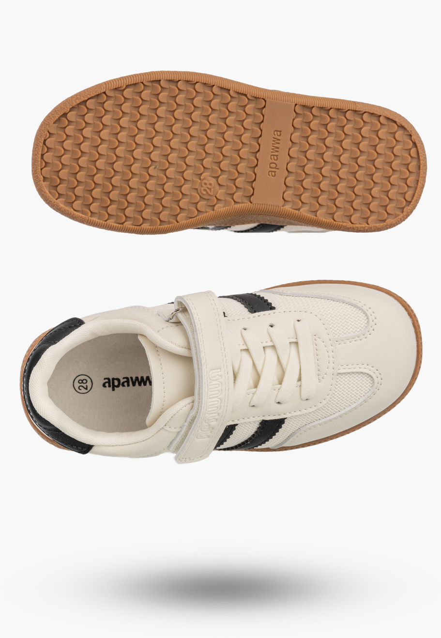 Sneakersy Dziecięce Trampki Buty Na Rzepy Skórzana Wkładka Beżowe APAWWA