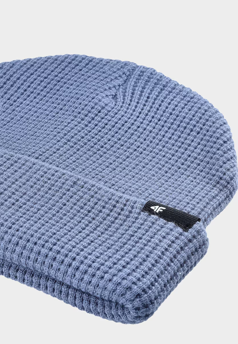 Czapka Męska 4F Zimowa Beanie Dwuwarstwowa Niebieska 4FWAW24ACAPM465
