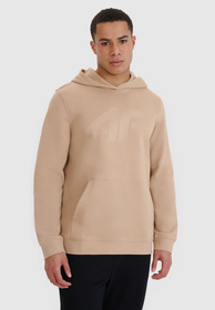 Bluza Dresowa Męska 4F Z Kapturem Beżowa 4FWSS25TSWSM1621