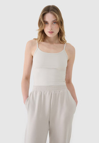 Crop-top Damski 4F Slim Fit Koszulka Na Ramiączkach Beżowa 4FWSS25TSLEF127