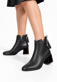 Botki Damskie Skórzane Buty Ocieplane Casual Czarne KORDEL PRODUKT POLSKI