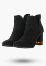 Buty Damskie Botki Czarne Skórzane Zamszowe Na Zimę PN-86/0-91011