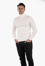 Golf Męski Elegancki Sweter Slim Fit Dopasowany Klasyczny Śmietanowy
