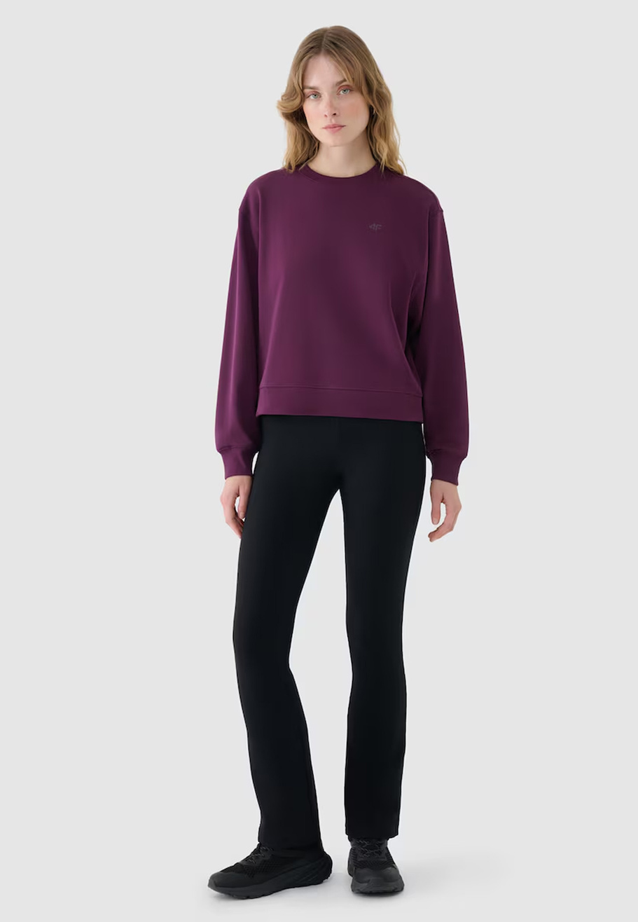 Bluza Damska 4F Sportowa Dresowa Nieocieplana Fioletowa 4FWSS25TSWSF1769