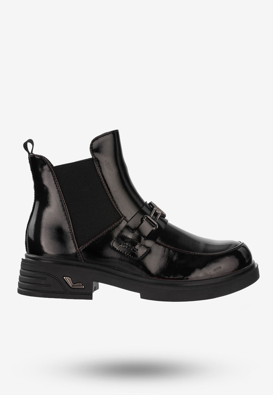Buty Damskie Botki Ekoskóra Ocieplane Na Zimę Bordowe Potocki 24-12542BD