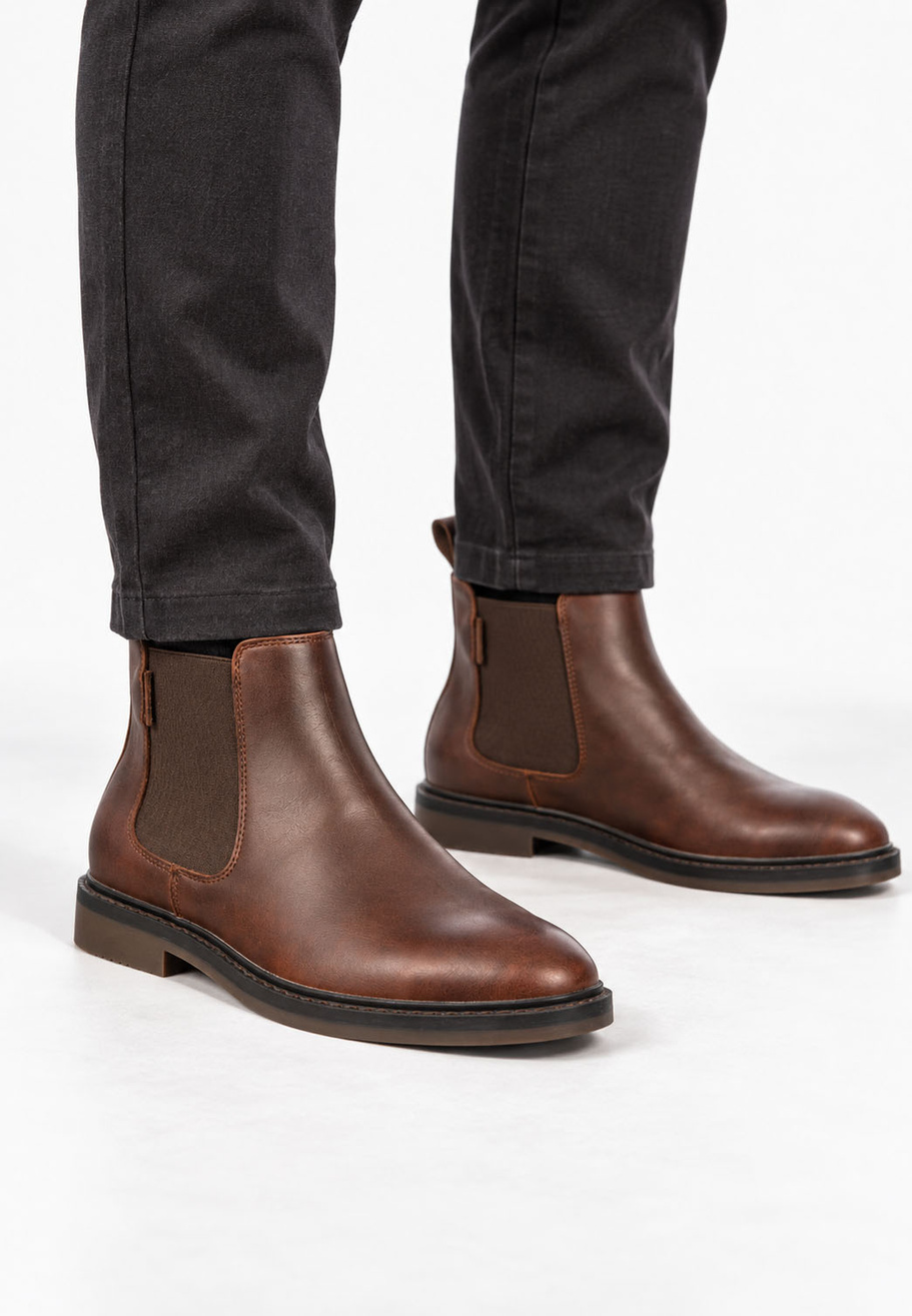 Sztyblety Męskie BIG STAR Buty Skórzane Klasyczne Brązowe UU174279
