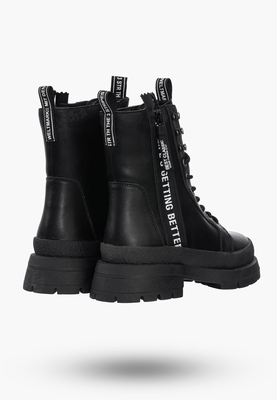 Buty Damskie Trapery Skórzane Czarne Z Ociepleniem Na Zimę DBT4153/22BK