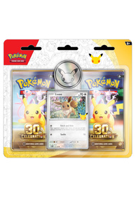 Pokémon TCG 30th Celebration 2-Pack Eevee 2 boostery foil żeton kolekcjonerski