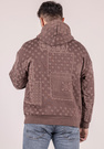 Bluza męska oversize ocieplana z kapturem paisley brązowa