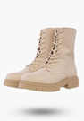 Trapery Damskie Buty ze Skóry Ekologicznej  Ocieplane Beżowe Na Zimę 21BT35-4235