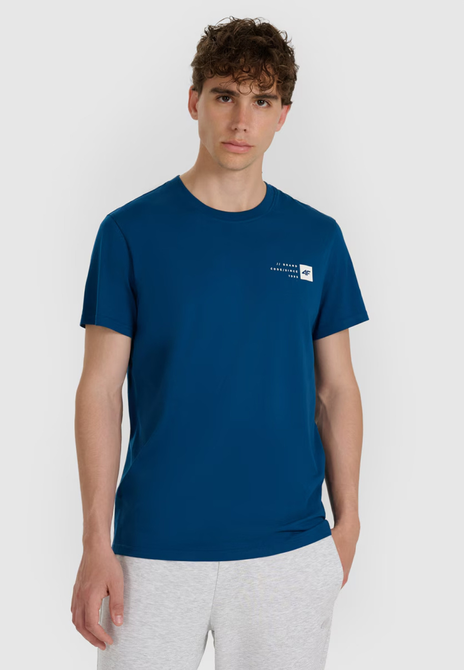 Koszulka Męska 4F T-shirt Z Nadrukiem Regular Granatowa 4FWAW25TTSHM3131
