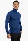 Sweter Męski Golf Elegancki Wiskoza Dopasowany Ciemny Niebieski