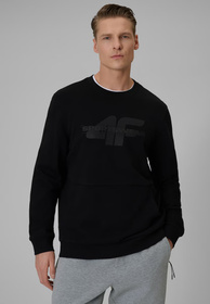 Bluza Męska 4F Sportowa Regular Bez Kaptura Dresowa Czarna 4FWSS26TSWSM2237