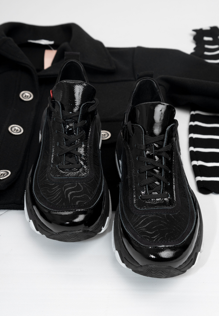 Sneakersy Damskie Simen Czarne Skóra