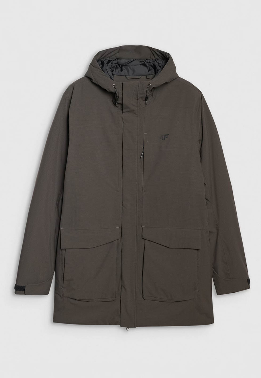 Kurtka Parka Męska 4F Zimowa Ocieplana NeoDry Z Kapturem Khaki 4FWAW25TTJAM0884