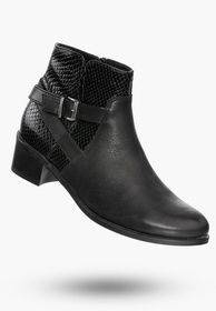 Buty Damskie Botki Czarne Skórzane Na Zimę B-163