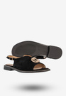 Sandały Damskie Buty Eleganckie Płaski Obcas Skórzana Wkładka Czarne Potocki 25-43329BK