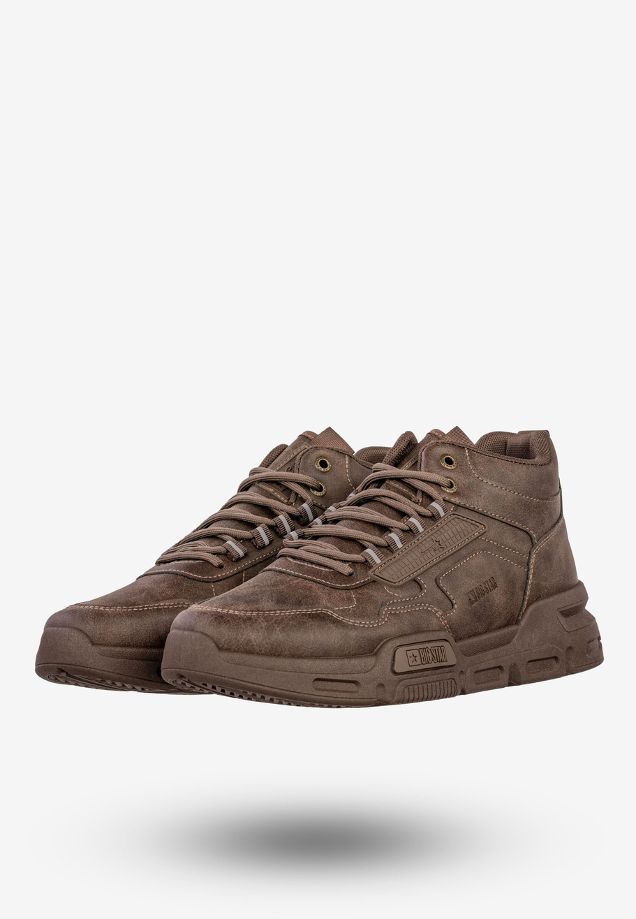 Sneakersy Męskie BIG STAR Buty Sportowe Wysokie Jesień Zima Brązowe SS174282