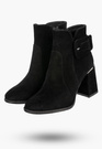 Botki Damskie Skórzane Eleganckie Buty Na Obcasie Modne Czarne NOBO J0440-20