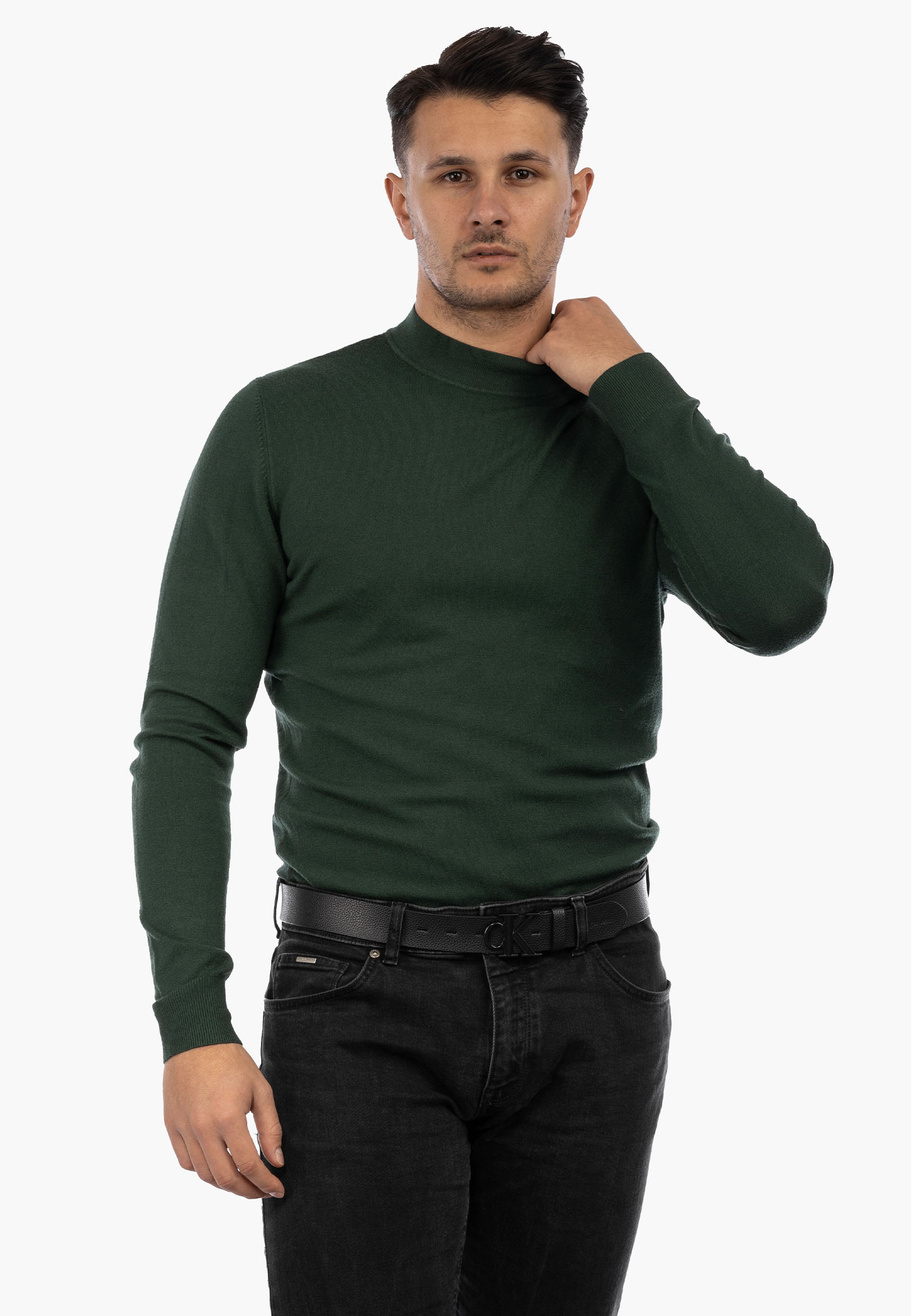 Półgolf Męski Elegancki Golf Klasyczny Zielony PG-Z-1-2024