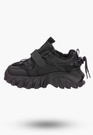 Buty Damskie Czarne Sneakersy na wysokiej podeszwie ocieplane 364