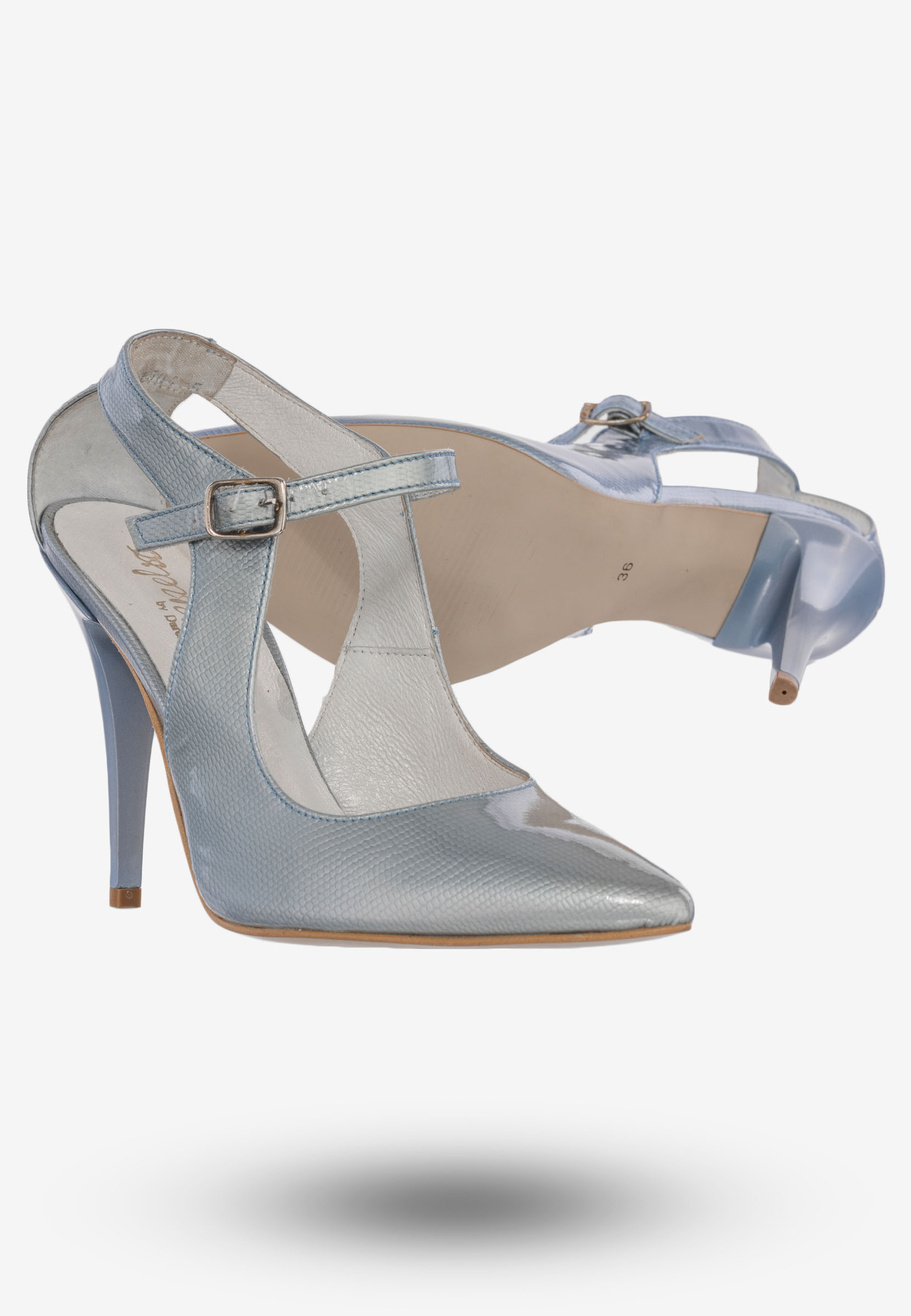Szpilki Damskie Buty Skóra Naturalna Błękitne Darex C-359/6