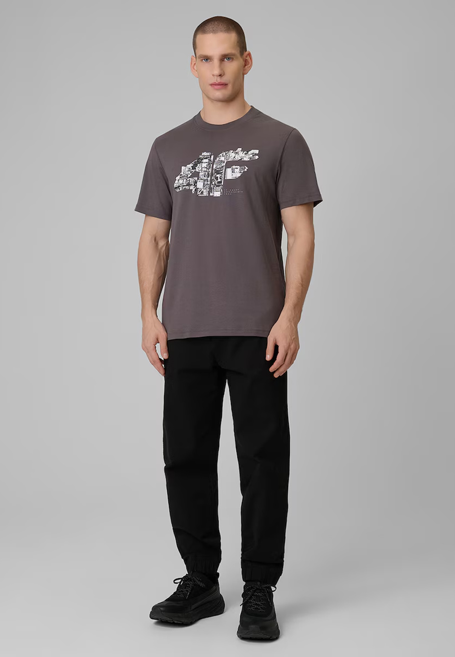 Koszulka Męska 4F T-Shirt Bawełniany Regular Sportowy Szary 4FWSS26TTSHM2659