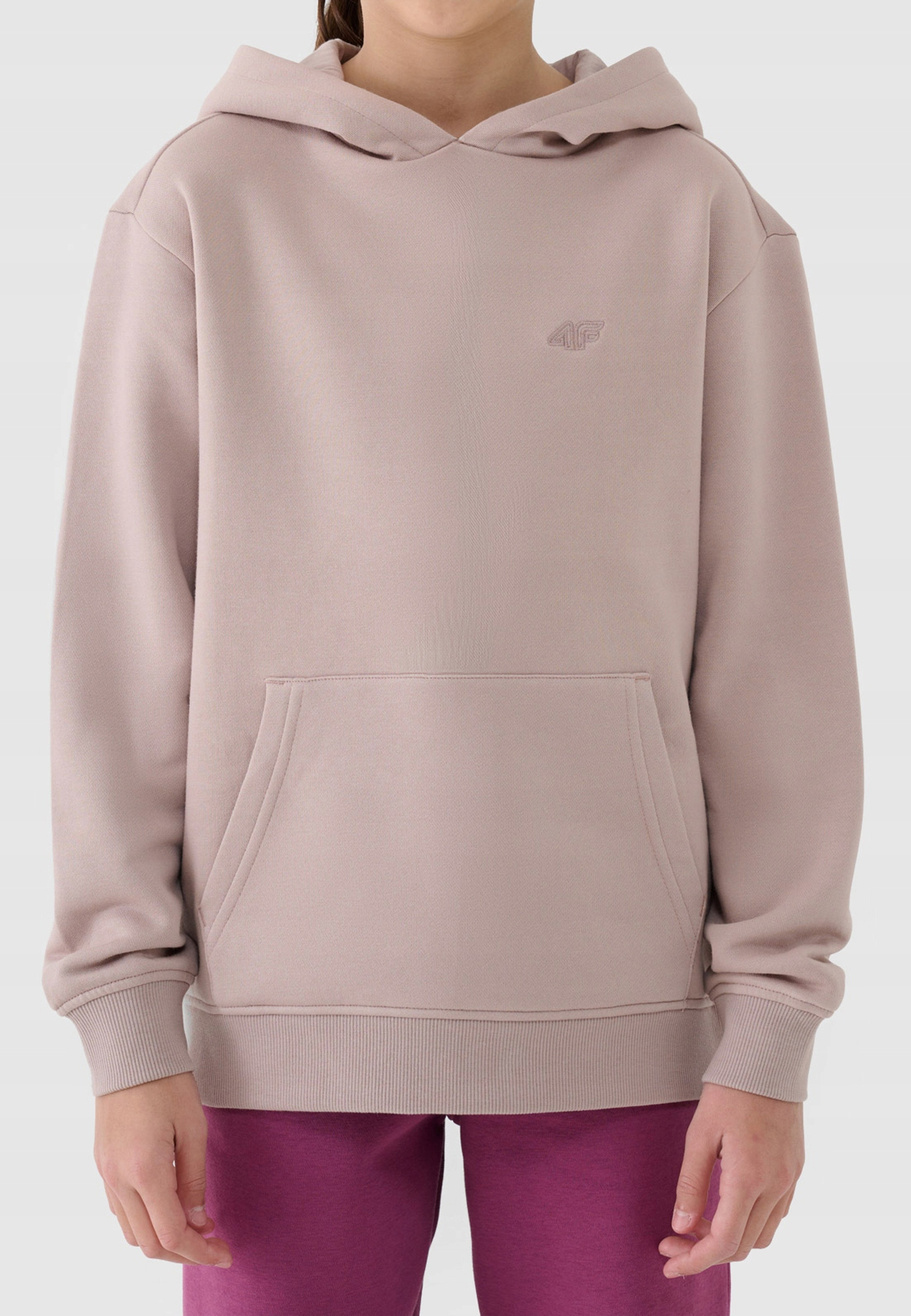 Bluza Dziewczęca 4F Basic z Kapturem Regular Beżowa 4FJWSS25TSWSF1953