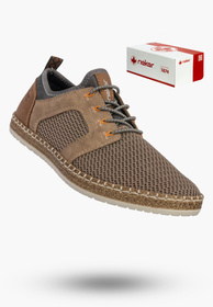 Buty Męskie RIEKER Półbuty Skórzane Sportowe Sneakersy Beżowe B5252-60