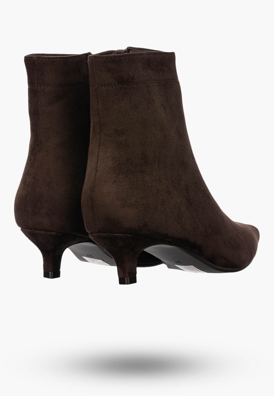 Botki Damskie Zamszowe Ekoskóra Buty Na Zamek Eleganckie Brązowe