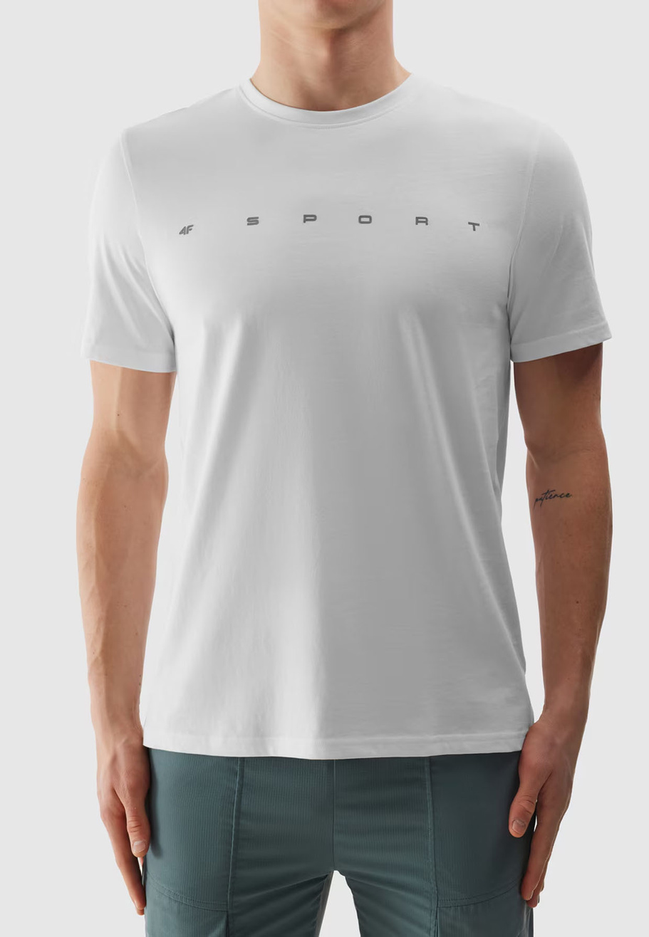 Koszulka Męska 4F Sportowy T-shirt Biały Regular TTSHM1283