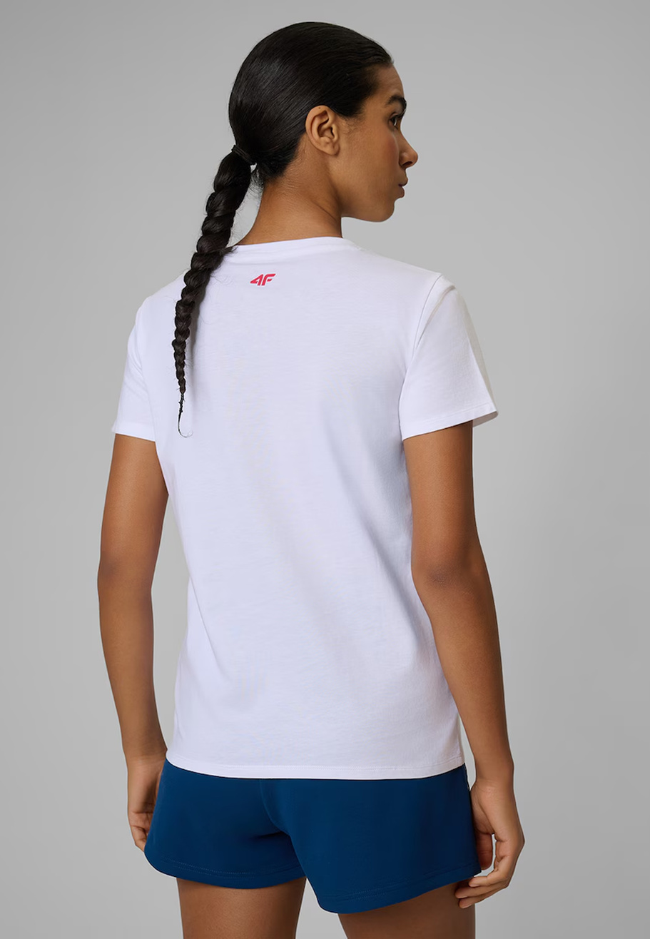 Koszulka Damska 4F T-shirt Regular Z Nadrukiem Biały 4FWSS26TTSHF2785