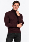 Golf Męski Elegancki Sweter Slim Fit Dopasowany Klasyczny Bordowy