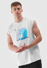 Tank Top Męski 4F Oversize Z Nadrukiem Koszulka Biała 4FRSS24TSLEM148