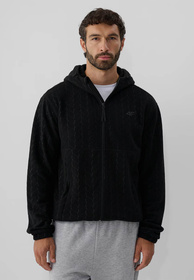Bluza Polarowa Sportowa Męska 4F Warm Rozpinana z Kapturem Czarna 4FWAW26TFLEM491