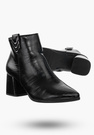 Buty Damskie Botki Ocieplane Ekoskóra Czarne Na Klocku Na Zimę RMR2025-4