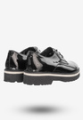 Półbuty Buty Damskie Skórzane Eleganckie Czarne Lakierowane 3519/090-P