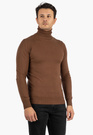 Sweter Męski Golf Elegancki Klasyczny Brązowy Tony Moro