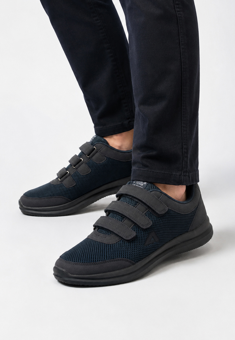 Buty Sportowe Męskie Półbuty Na Rzepy Siatka Sneakersy Granatowe American Club