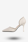 Szpilki Damskie Ekoskóra Błyszczące Buty Na Obcasie Białe Minglong Shoes 252-61B